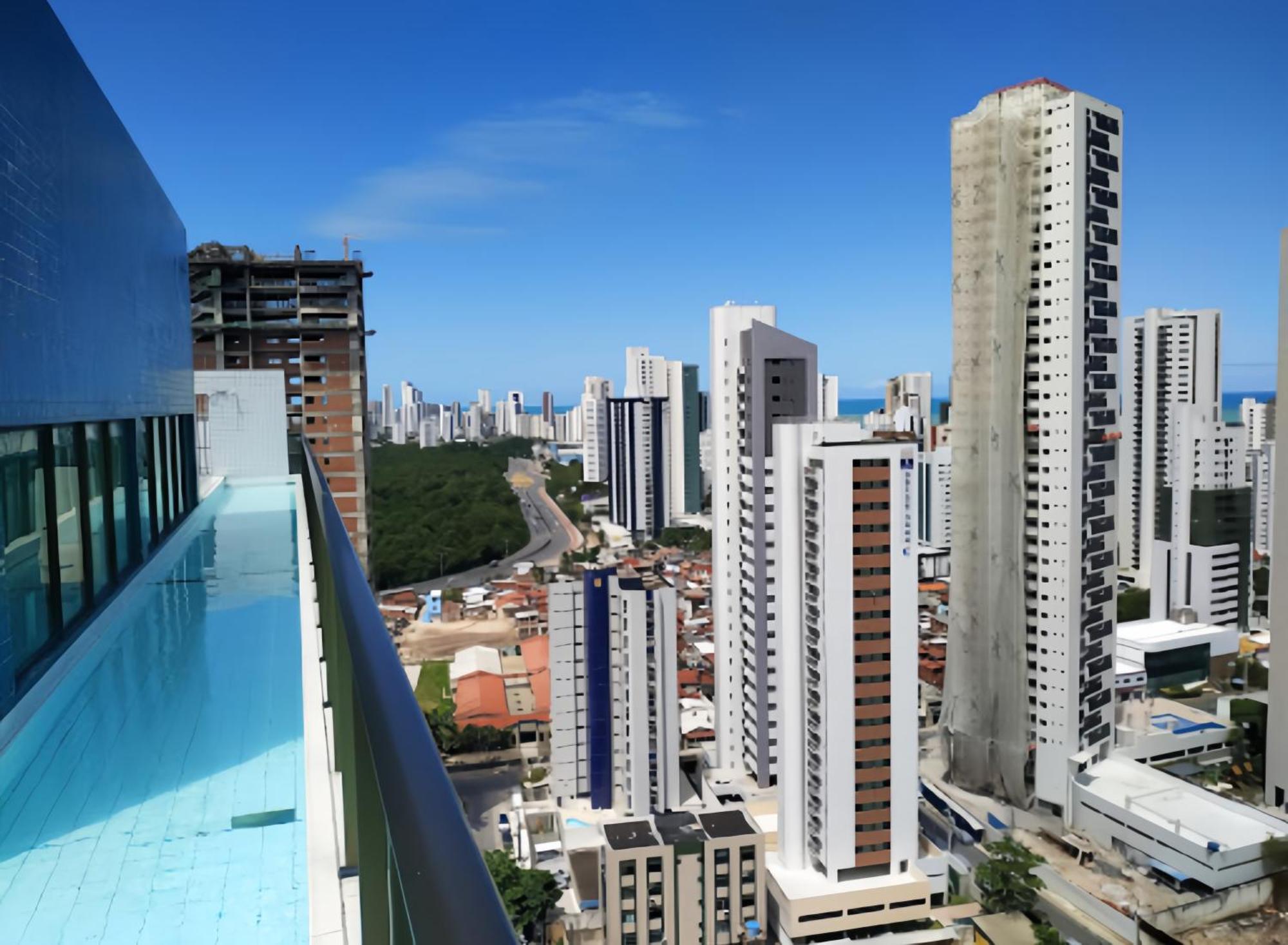 Flat Piscina No Rooftop Aluguel Temporada Em レシフェ エクステリア 写真